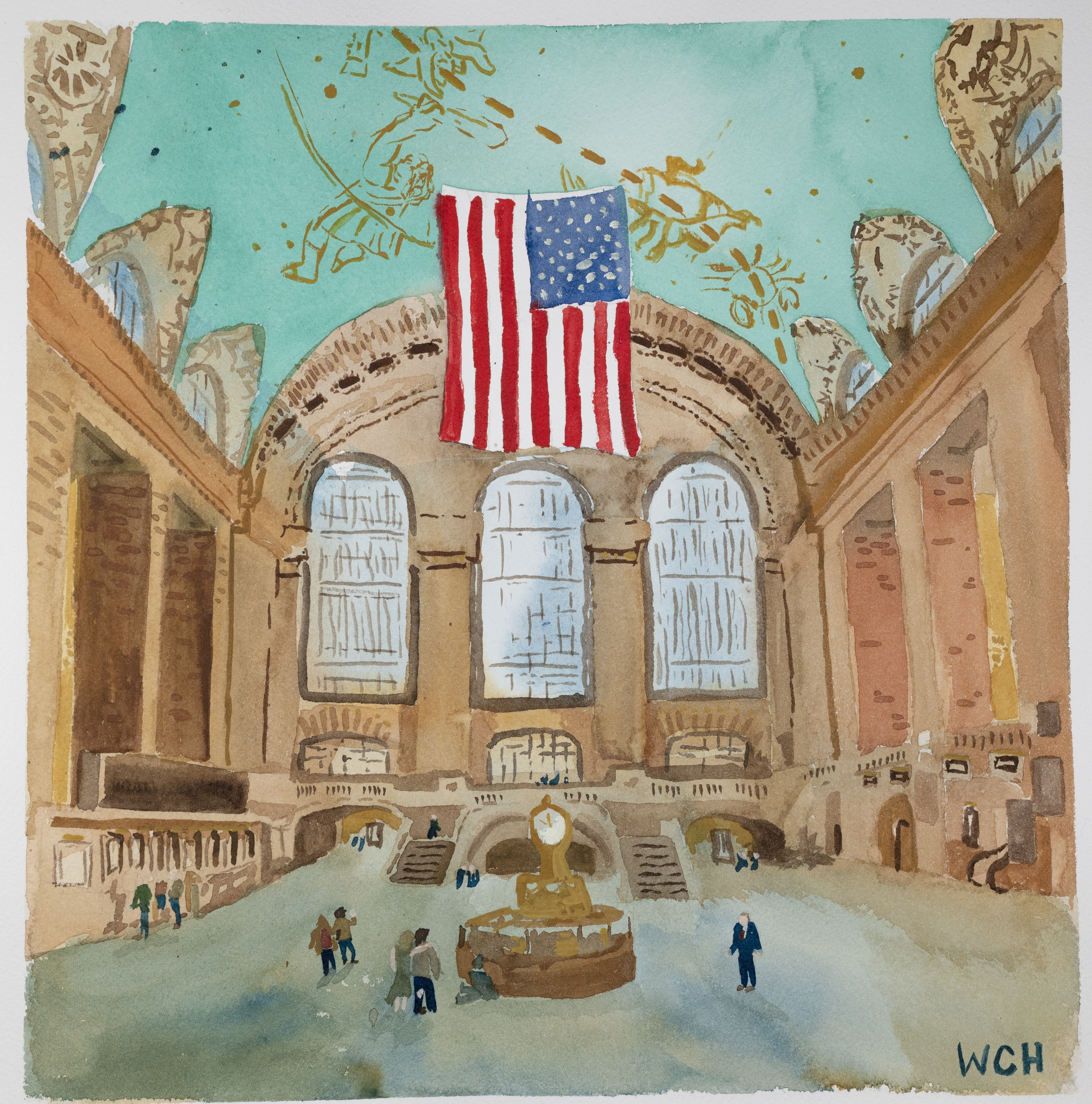 Watercolor painting of New York's Grand Central Terminal