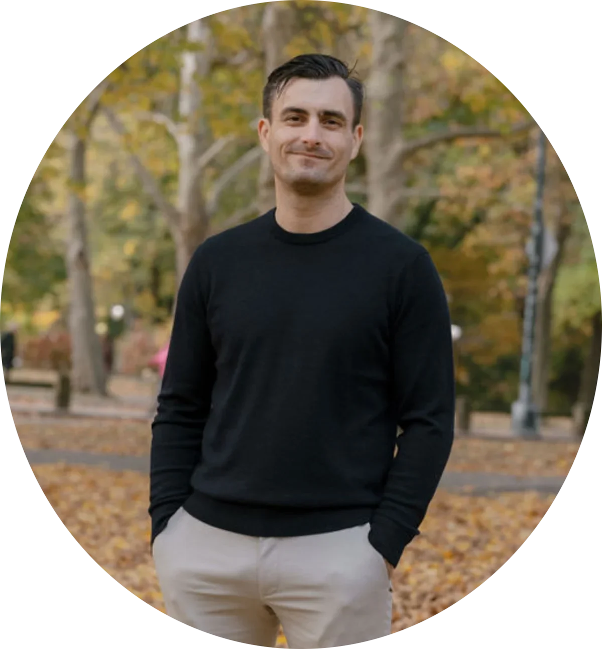 Will Haslun in Central Park during autumn